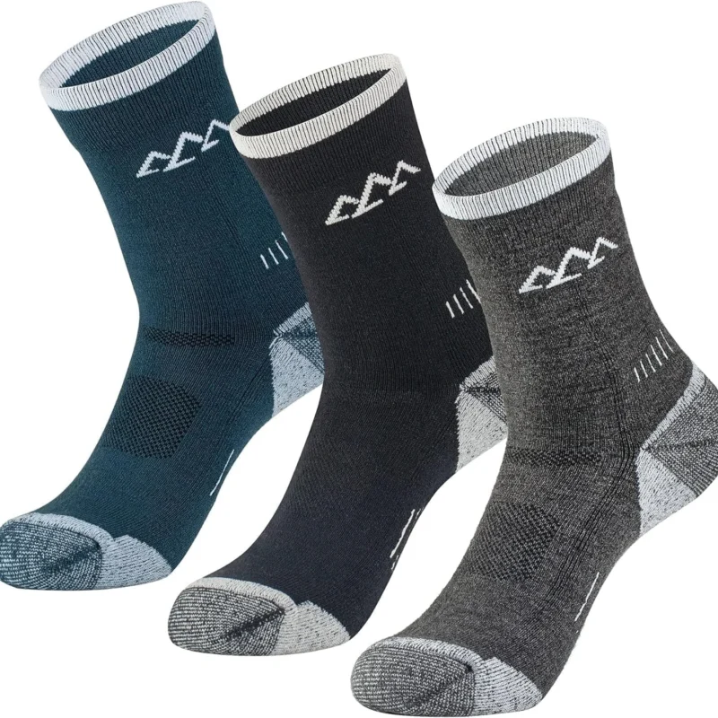 innotree 3 Pack Men's Merino Wool Hiking Socks, Micro Crew Cushioned Hiking Walking Socks Moisture Wicking Trekking Socks