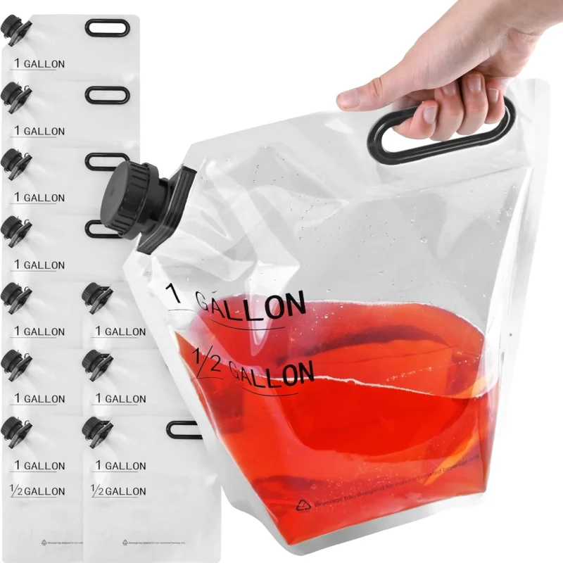 1 Gallon Collapsible Water Container (10 Pack), Food Grade Water Storage Bag, Heavy Duty Leakproof Water Bags for Camping, Hiking, and Emergency Prep, Food Grade Water Storage Containers