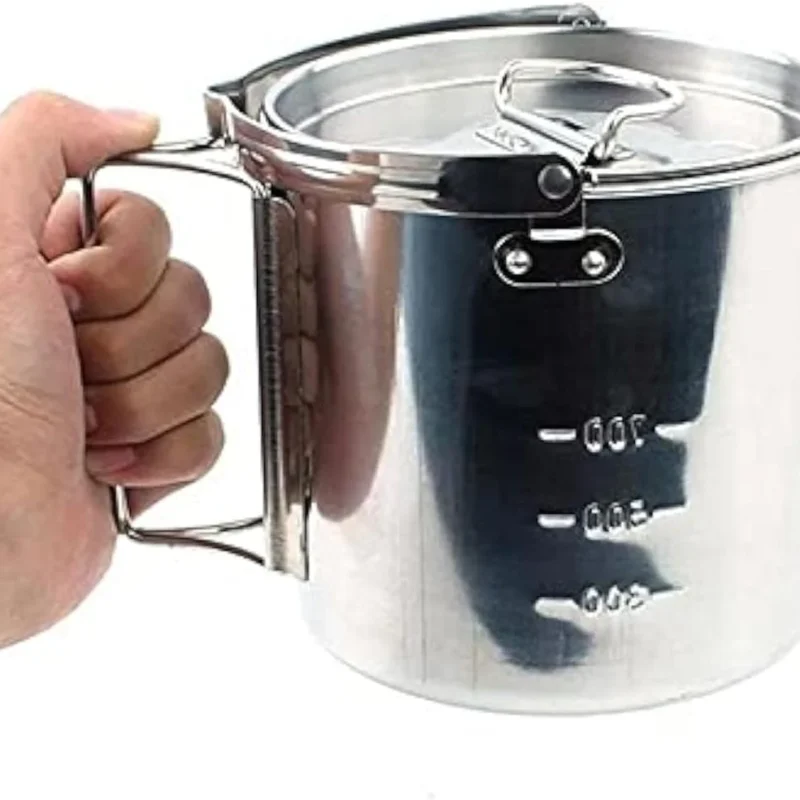 1.2L Outdoor Steel Kettle Picnic Camping Hanging Pot Portable Coffee Pot Teapot Camping Cooker for Hiking Camping Trip
