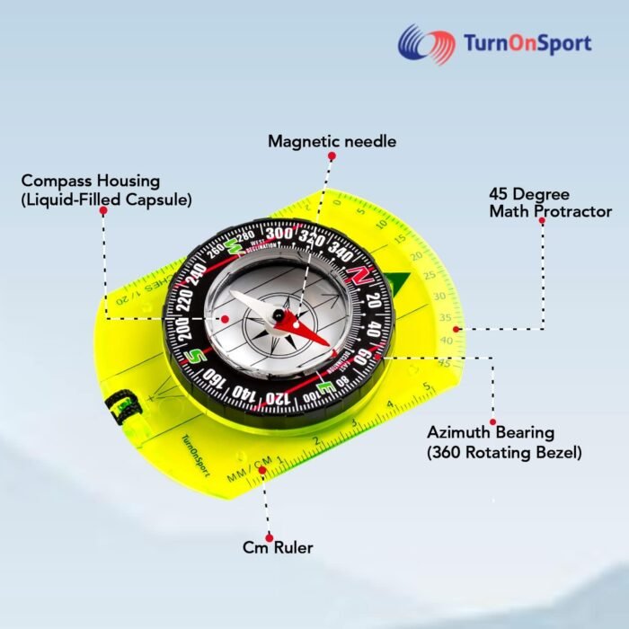 Orienteering Compass - Hiking Backpacking Compass - Advanced Scout Compass Camping and Navigation - Boy Scout Compass Kids - Childrens Compasses for Map Reading - Baseplate Compass Survival - Image 3