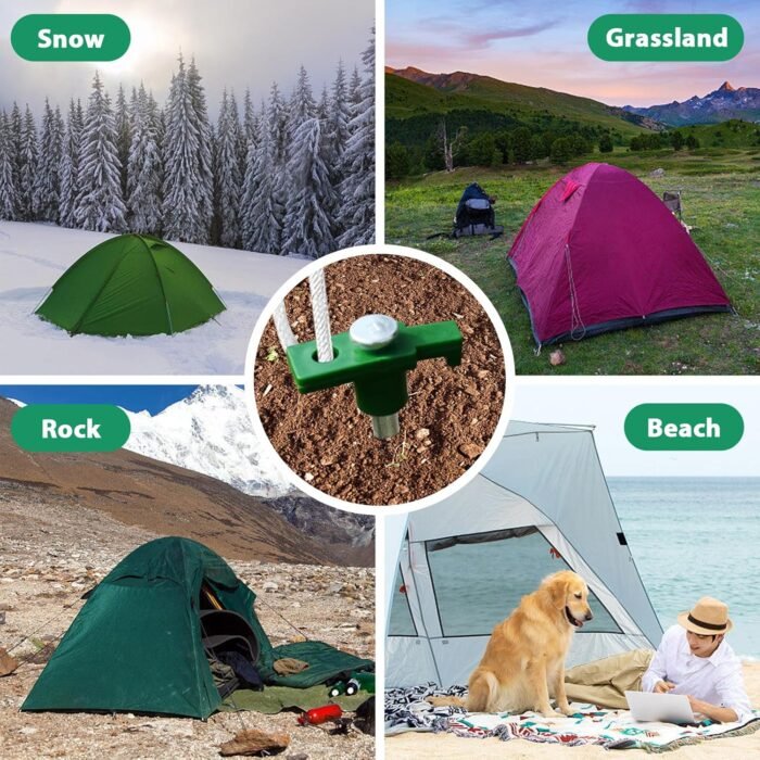 Eurmax USA Galvanized Non-Rust Camping Family Tent Pop Up Tent Stakes Canopy Anchors Heavy Duty 10pc-Pack, with 4x10ft Ropes & 1 Green Stopper - Image 5