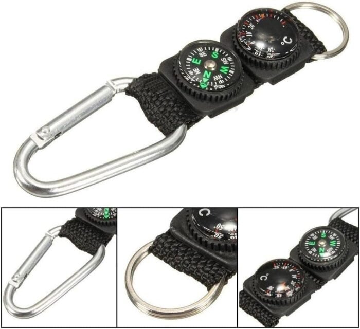 Black Carabiner Key Chain Compass Thermometer Metal Camping Outdoor Gadgets Hiking Survival to Multifunctional O0R8 Mountaineering,Electronics and Gadgets,Compasses - Image 4