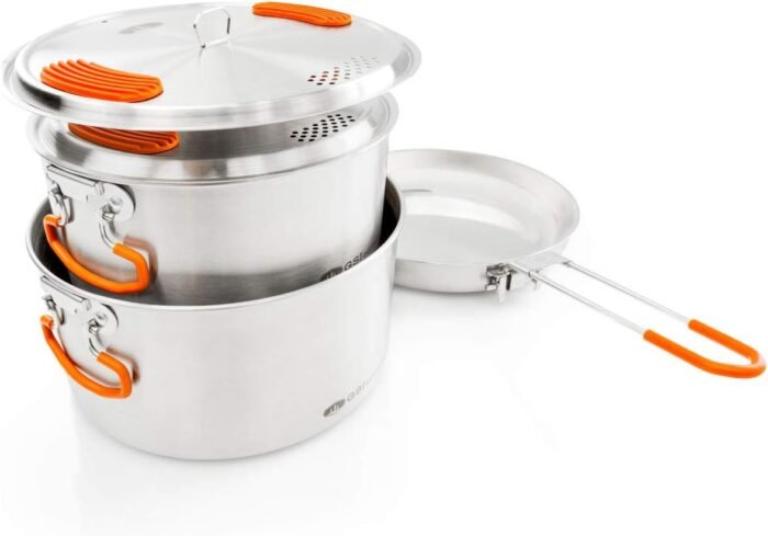 GSI Outdoors Stainless Steel Base Camper - 3 Pieces Cookset - Image 3