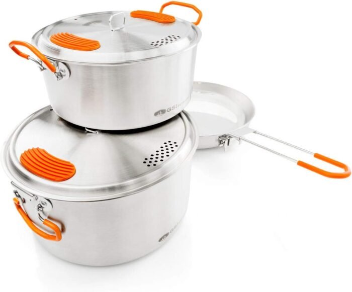 GSI Outdoors Stainless Steel Base Camper - 3 Pieces Cookset - Image 4