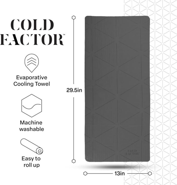 COLD FACTOR Cooling Neck Towel-Chill Pad Lasts 5 Hours Premium PVA Cooling Towel for Neck and Face-UPF 50+(Gray) - Image 4