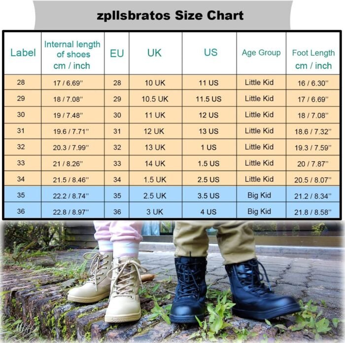 Boys Girls Outdoor Ankle Hiking Boots Trekking Walking Shoes Military Work Combat Jungle Boots - Image 6