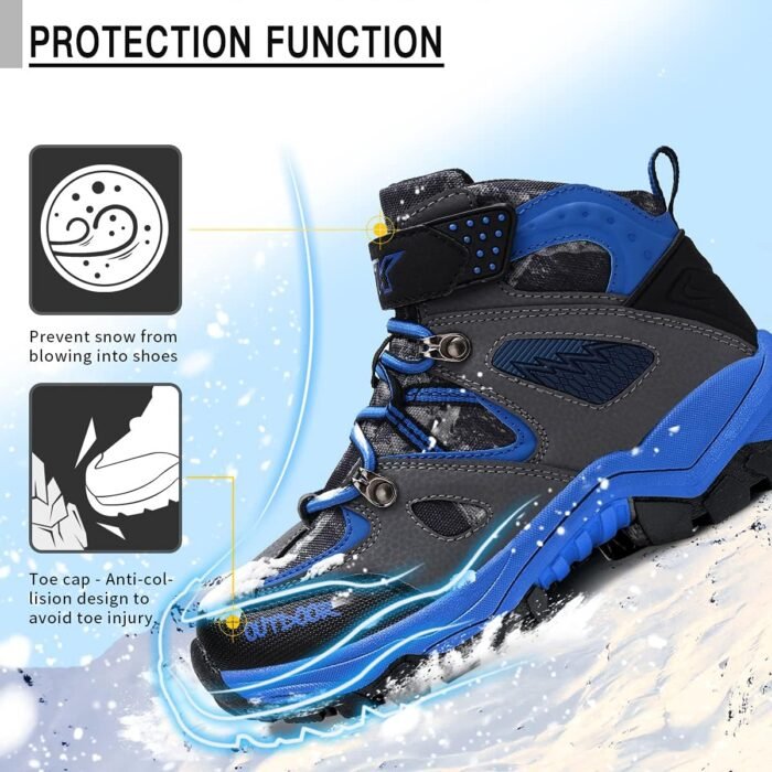 Littleplum Boys Snow Boots Winter Waterproof Antiskid Boots Hiking Outdoor Shoes for Unisex Kids(/Little Kid/Big Kid) - Image 4