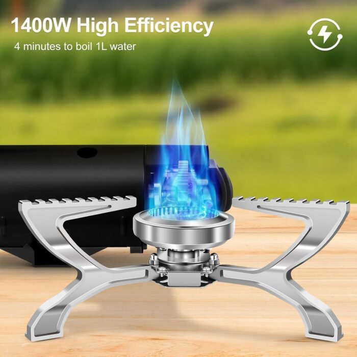 Odoland Portable Camping Stove Propane 1400W Gas Stove Collapsible Backpacking Stove for Indoor Outdoor Cooking Hiking and Picnic - Image 3