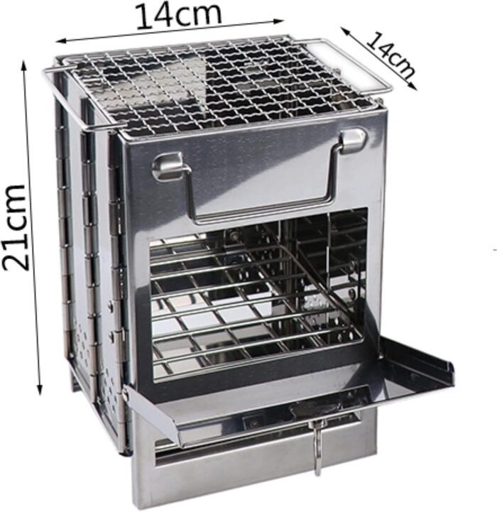 Portable Camping Stove & Grill - Foldable Alcohol/Charcoal/Twig Wood Campfire (Small) - Image 7