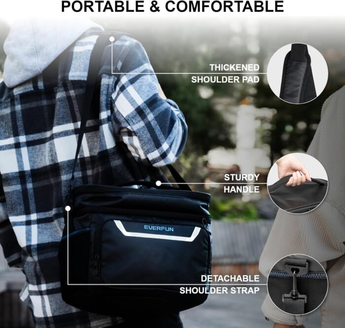 EVERFUN Small Cooler Bag Insulated Mini Beach Cooler Soft Lunch Bag Box for Men Women Dual Compartments Collapsible Waterproof Leak-Proof for Travel Car Picnic, Black - Image 7