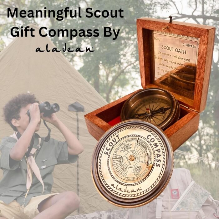 Scout Compass Gift Boys - Engraved Scout Oath Compass in wood Box Scout Always Prepared Camping Orienteering Compass, Hiking Backpacking Compass gift, 50 year calander - Image 3