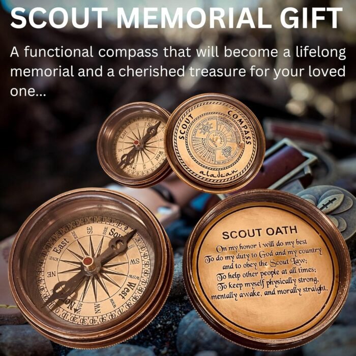 Scout Compass Gift Boys - Engraved Scout Oath Compass in wood Box Scout Always Prepared Camping Orienteering Compass, Hiking Backpacking Compass gift, 50 year calander - Image 4