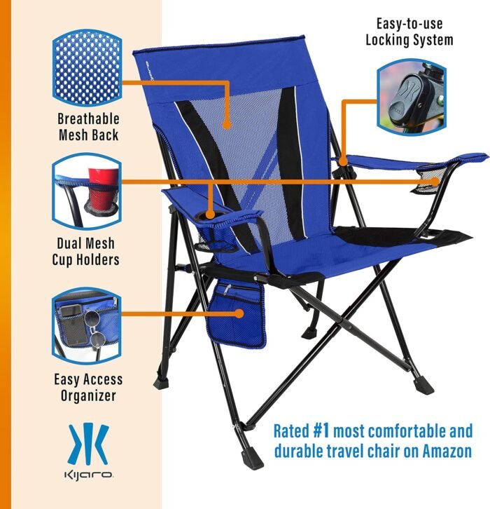 Kijaro XXL Dual Lock Portable Camping Chair - Supports Up to 400lbs - Enjoy The Outdoors in a Versatile Folding Chair, Sports Chair, Outdoor Chair & Lawn Chair - Image 4