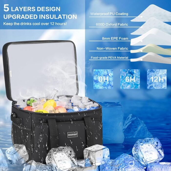 Insulated Soft Cooler Bag, Large Ice Coolers Soft Sided Ice Chest for Beach, Collapsible and Portable - Image 3