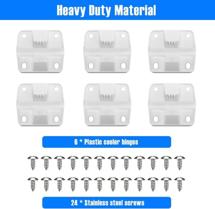 Cooler Hinges with Screws Set - Compatible with Coleman Camping Coolers Plastic Hinges, 6 Pack Ice Chest Coolers Hinges with 24 Pcs Screws - Image 6