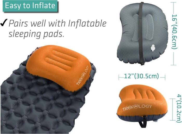 TREKOLOGY Ultralight Inflatable Camping Travel Pillow - ALUFT 2.0 Compressible, Compact, Comfortable, Ergonomic Inflating Pillows for Neck & Lumbar Support While Camp, Hiking, Backpacking - Image 6