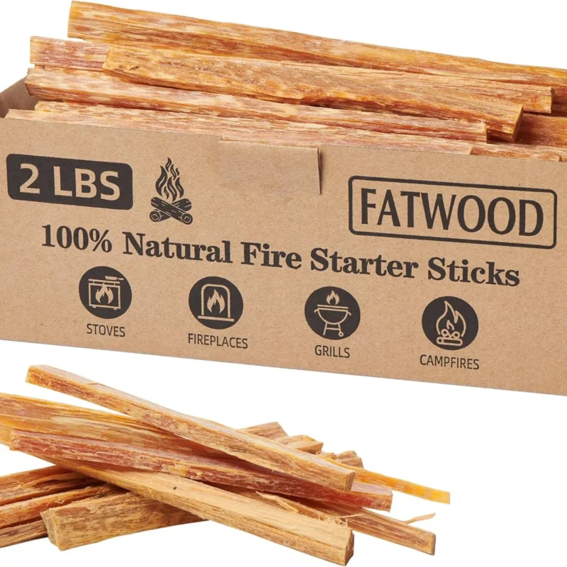 2 lbs Fatwood Fire Starter Sticks, 100% Natural Kindling Firewood Firestarter for Stoves, Pine Wood for Fireplaces, Campfires, Bonfires, Grill