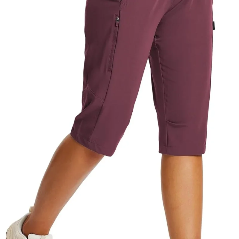 BALEAF Women's 15" Long Shorts Below The Knee Capri Hiking Cargo Shorts Lightweight Quick Dry Elastic Waist for Casual