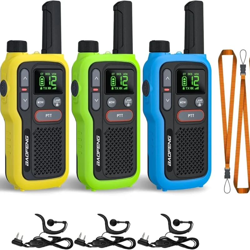 BAOFENG GT-18 Walkie Talkies for Kids Adult, License Free Long Range Rechargeable FRS Two Way Radio,1500mAh Battery, 22 Channels with Scan, Flashlight, VOX for Camping Hiking Family, 3 Pack