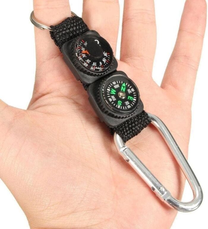 Black Carabiner Key Chain Compass Thermometer Metal Camping Outdoor Gadgets Hiking Survival to Multifunctional O0R8 Mountaineering,Electronics and Gadgets,Compasses - Image 2