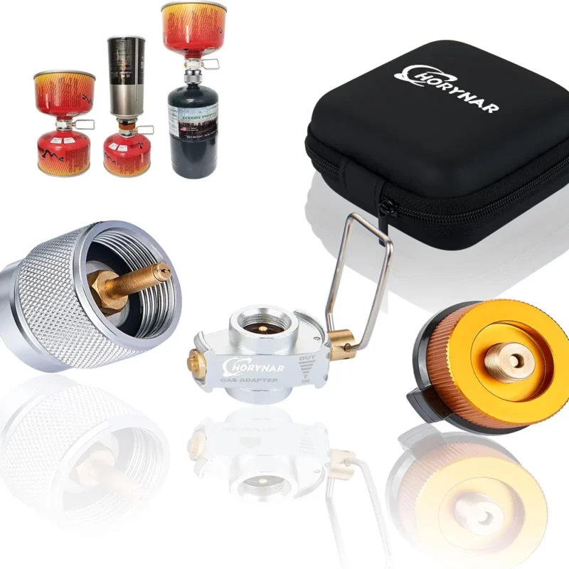 Butane Refill Adapter Isobutane Fuel Canister Isobutane Canister Butane Propane adapter with Exhaust Air Pressure Button/Great for jetboil fuel Canister/Backpacking Camping Stove Adapter