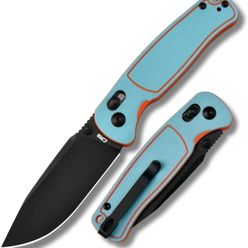CJRB Shale Folding Pocket Knife, 3.15'' AR-RPM9 Steel Black PVD Blade Dual-tone G10 Handle Folding Knife with Clip, EDC Knife for Men Women, Sharp Camping Hiking Survival Knives J1943 Blue and Orange