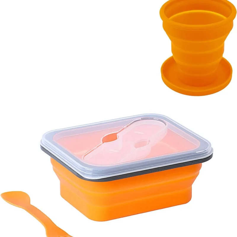 Camp Mess Kit Include Collapsible Bowls for Camping,Collapsible Cup with Lid,Camping Utensils for Hiking, Backpacking, Lunch, Beach Camping Bowl and Utensil Set