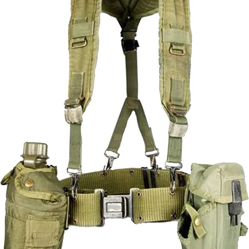 Camping Canteen Set - Durable Nylon Clothing Hiking Kit w/Suspenders, Belt & Shoulder Straps, Cover, & M16 Mag Pouch