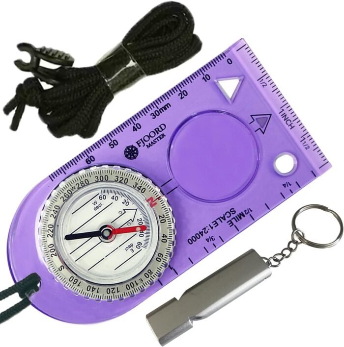 Camping Compass - Luminous Hiking Compass - Magnetic Survival Compass - Orienteering Compass Kids Camping Kit - Professional Compass Navigation Map Reading - BoyScout Compact Compass Magnetic Heading