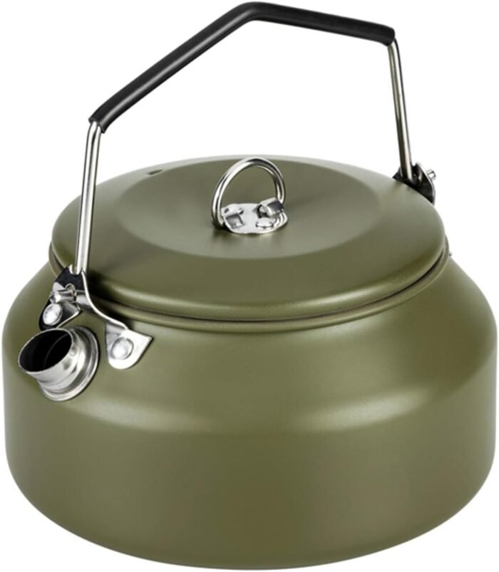 Camping Kettle Camp Tea Coffee Pot, 1L Stainless Steel Outdoor Campfire Camp kettle, Portable Lightweight Teapot Fast Heating Boiling Water, Ideal for Hiking Picnic Travel, Green