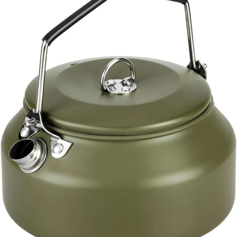 Camping Kettle Camp Tea Coffee Pot, 1L Stainless Steel Outdoor Campfire Camp kettle, Portable Lightweight Teapot Fast Heating Boiling Water, Ideal for Hiking Picnic Travel, Green