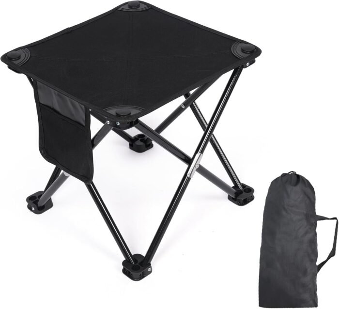 Camping Stool, 13 Inch Portable Folding Stool for Outdoor Walking Hiking Fishing 400Lbs Capacity with Carry Bag