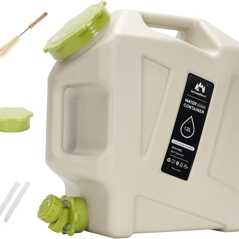 Camping Water Jug - 3.2 Gallan Water Container with Spigot | Portable Water Tank for Outdoor Hiking Picnic Supplies - White
