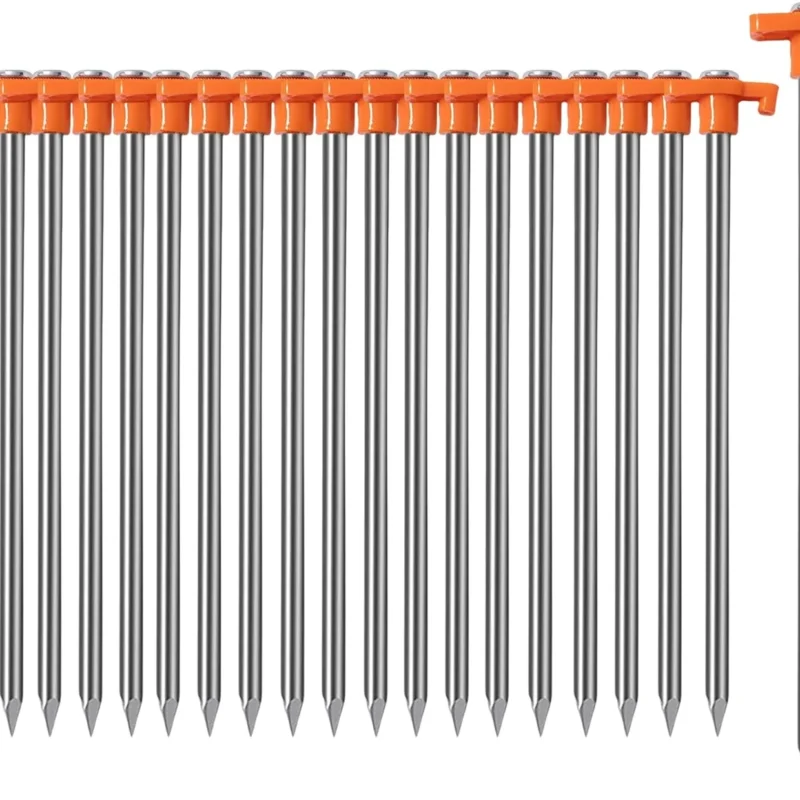Cheardia Tent Stakes Heavy Duty, 10.25 Inch Yard Stakes Non-Rust Metal Tent Pegs Ground Stakes Tent Spikes for Camping Patio, Garden, Canopies, Grassland, Outdoor (20, Orange)