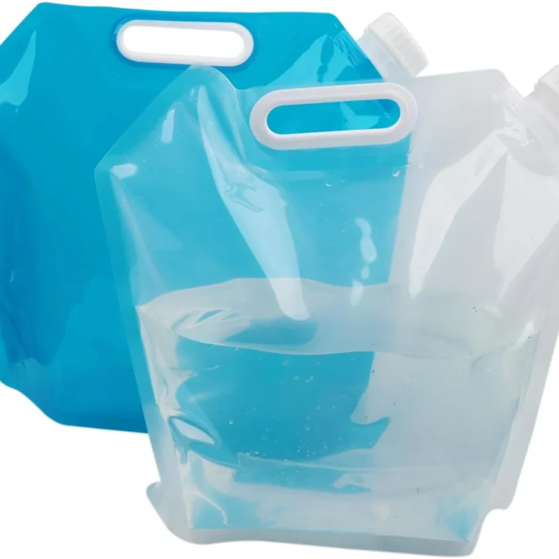 Collapsible Water Container Bags Food Grade Clear Plastic Storage Jug Plastic Flasks Carrier Bag 5L /1.3 Gallon 170 Oz for Camping Hiking Backpack Emergency No-Leak Freezable Foldable Water Bottle
