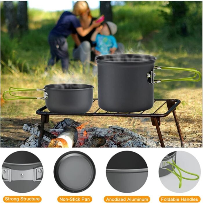 Compact Camping Cookware Set - Lightweight Backpacking Pots and Pans Kit for Camping, Hiking, Backpacking, Picnic and Other Outdoor Activities - Image 2