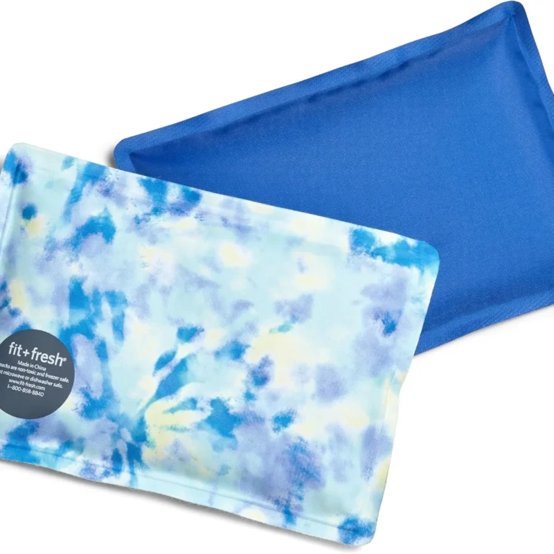 Cool Coolers by Fit & Fresh 2 Pack Soft Ice, Flexible Stretch Nylon Reusable Ice Packs for Lunch Boxes & Coolers, Aqua Tye Dye