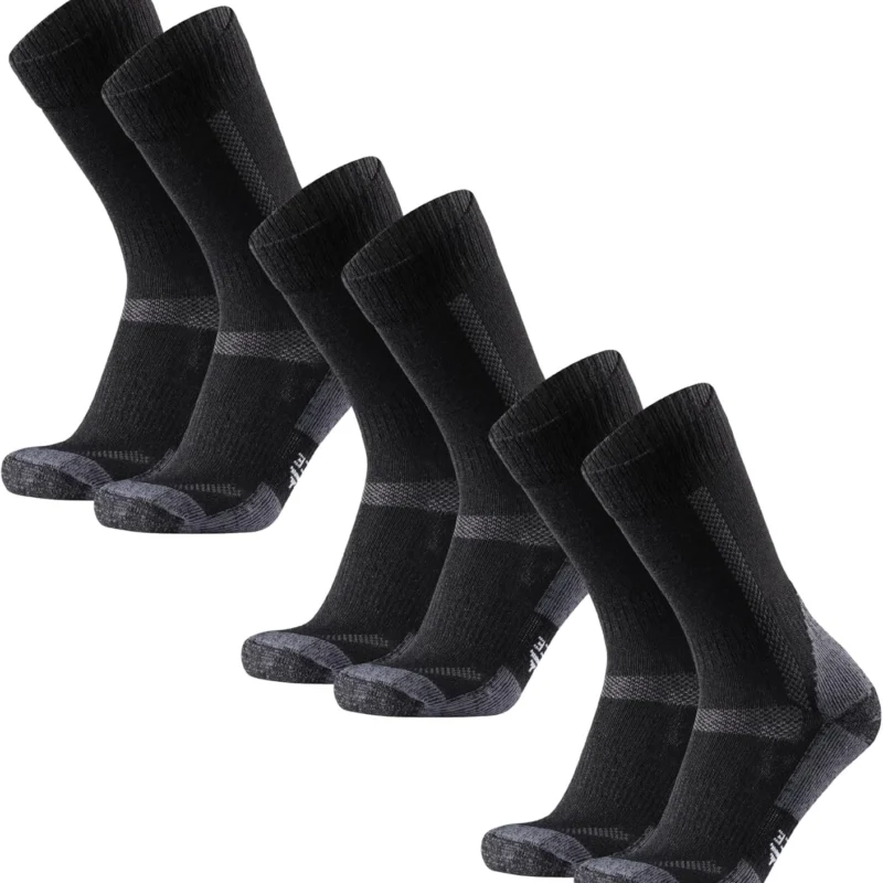DANISH ENDURANCE Hiking Socks, Winter Socks, Merino Wool Socks, Anti Blister, Cushioned, Crew Socks for Men & Women, 3-Pack