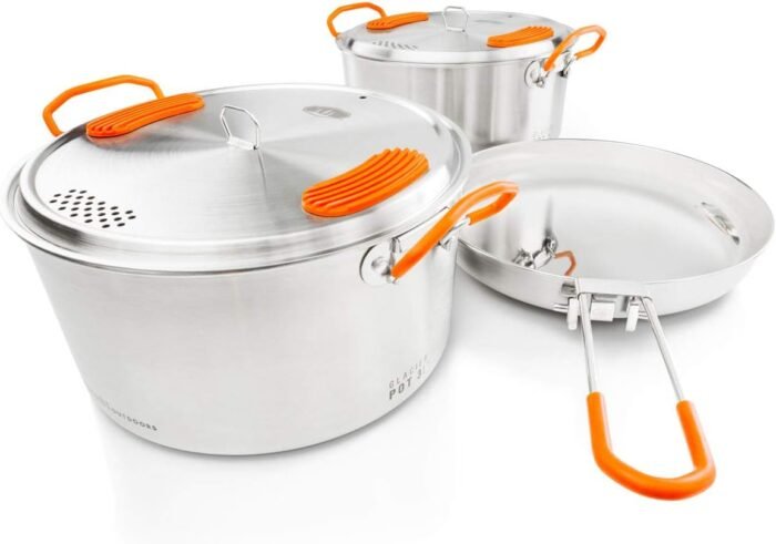 GSI Outdoors Stainless Steel Base Camper - 3 Pieces Cookset