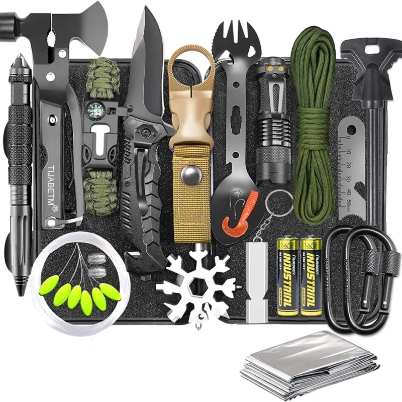 Gifts for Men Dad Husband, Survival Gear and Equipment Kit 30 in 1, Cool Gadget Tactical First Aid Supplies Tool Kit for Outdoor Emergency Camping Hiking Fishing Hunting