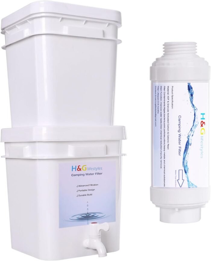 H&G lifestyles Camping Water Filter Drinking Water Filtration System Survival Gravity Water Purification Emergency Water for Camping Backpacking Hiking