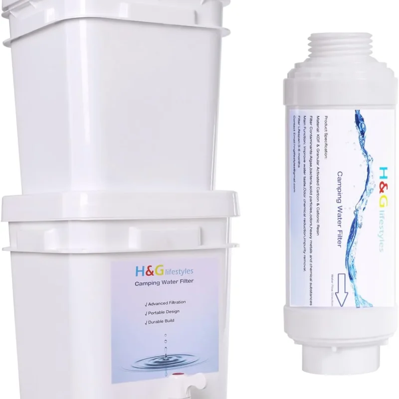 H&G lifestyles Camping Water Filter Drinking Water Filtration System Survival Gravity Water Purification Emergency Water for Camping Backpacking Hiking