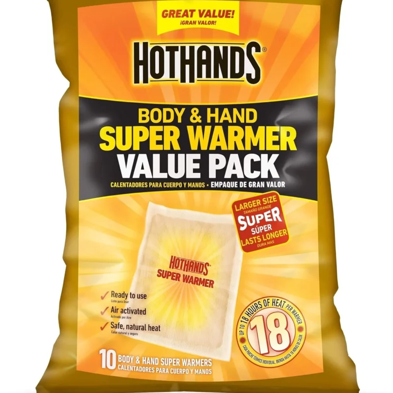 HotHands Body & Hand Super Warmers - Long Lasting Natural Odorless Air Activated Warmers - Up to 18 Hours of Heat - 10 Individual Warmers