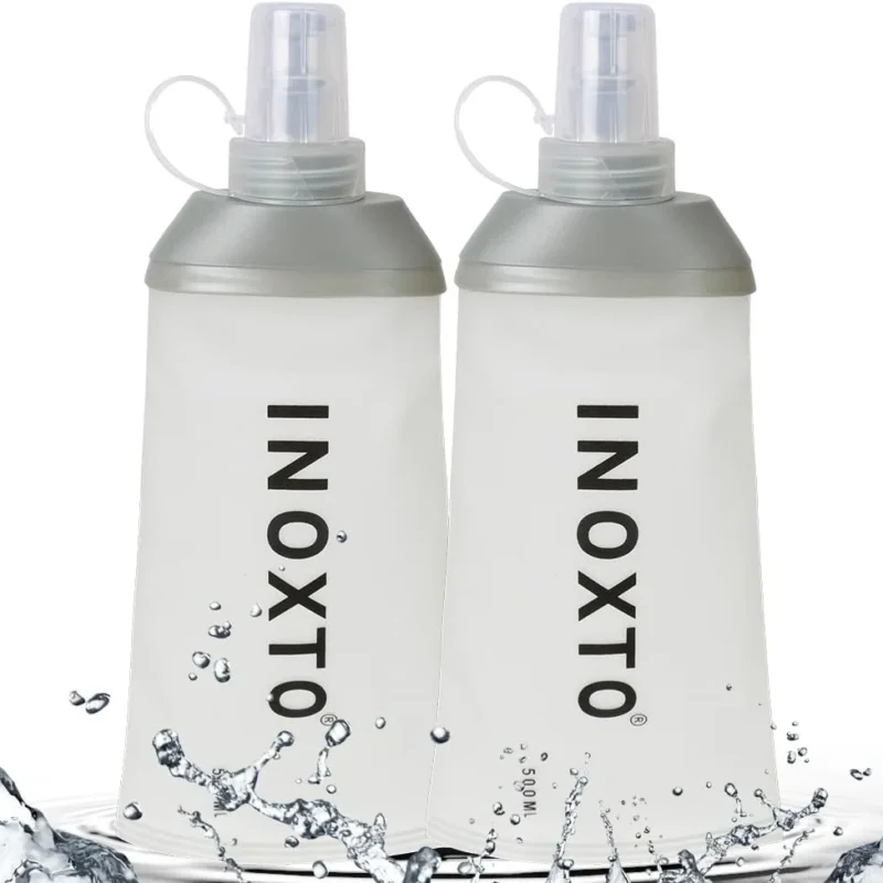 INOXTO Soft Flask,Collapsible Soft Water Bottles for Hydration Vests and Running Packs, Soft Flask Running Bottles for Hiking Cycling(250/500 ml) (2 PCS BIG)