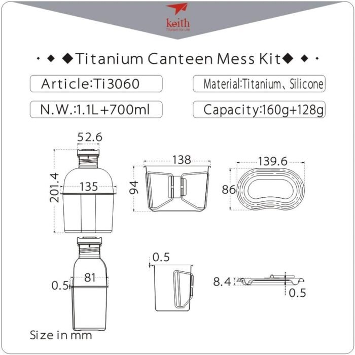 Keith Titanium Authentic Ti3060 Plastic-Free Canteen Mess Kit - Ultralight Carry Pouch ●●●●●●● Celebrating Over a Decade: Special Milestone Price for The Canteen Legacy! - Image 2