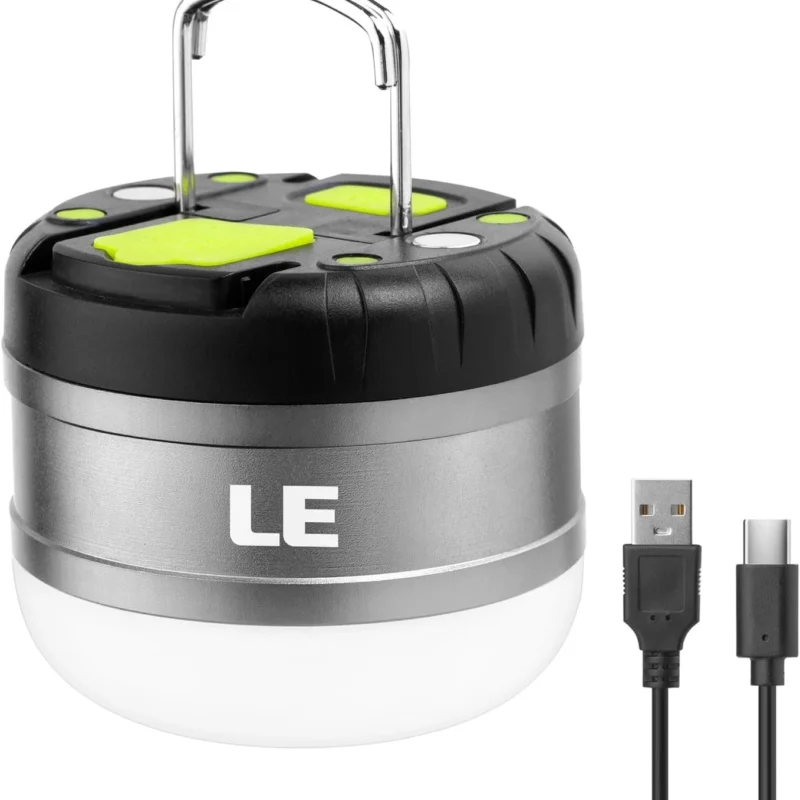 LE LED Camping Lantern Rechargeable, 310LM, 5 Light Modes, Power Bank, Waterproof, Mini Flashlight with Magnetic Base for Hurricane Emergency, Outdoor, Hiking, Home and Car