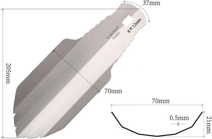 Lixada Camping Shovel 1.2 oz Ultralight Backpacking Trowel Titanium Shovel Hiking Trowel for Outdoor Campsite Use - Image 2