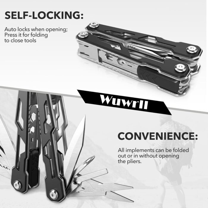 Multitool with Safety Locking,16-in-1 Multi Tool Stainless Steel Pocket Knife Set with Pliers, Upgrade Camping Tool Gifts for Men,for Survival, Camping, Hiking, Outdoor、 - Image 2