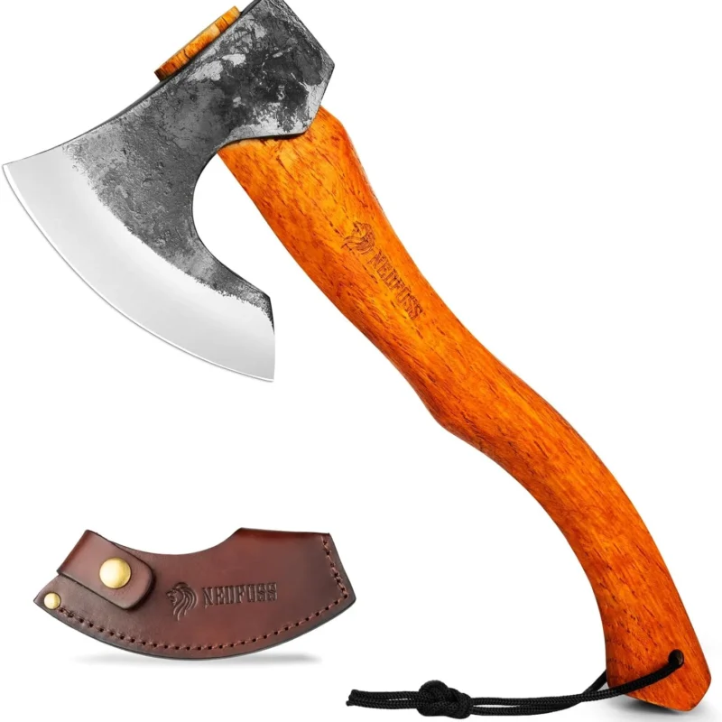 NEDFOSS Mammoth Camping Hatchet Axe, 16" Camping Axe with 1065 High Carbon Steel & Wooden Handle, Multi-Purpose Hatchet Axe for Camping, Bushcraft and Survival, Gift for Men
