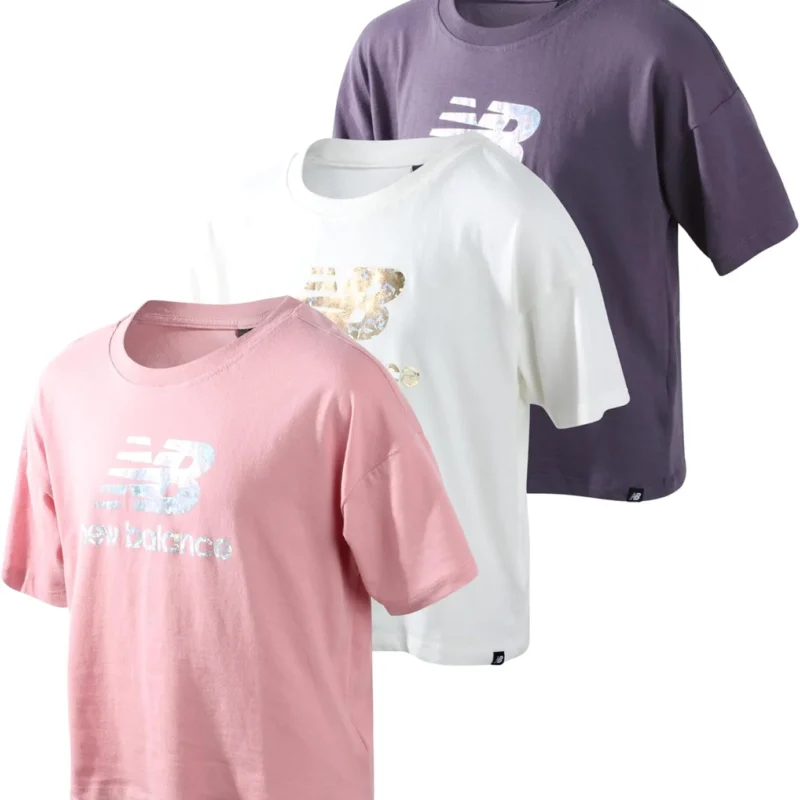 New Balance Girls' Athletic T-Shirt - 3 Pack Active Performance Sports Tee Bundle (7-16)